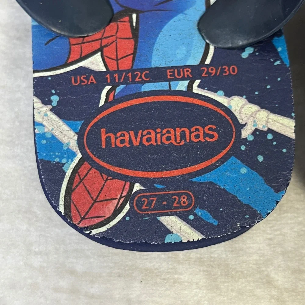 Havaianas Kids Spiderman Flip Flops Sandals Blue Marvel Superhero‎ Size 11 12C